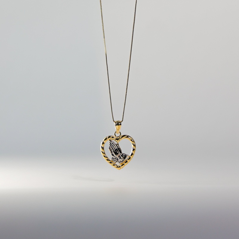 Gold Praying Hands In Heart Pendant – Model 1483