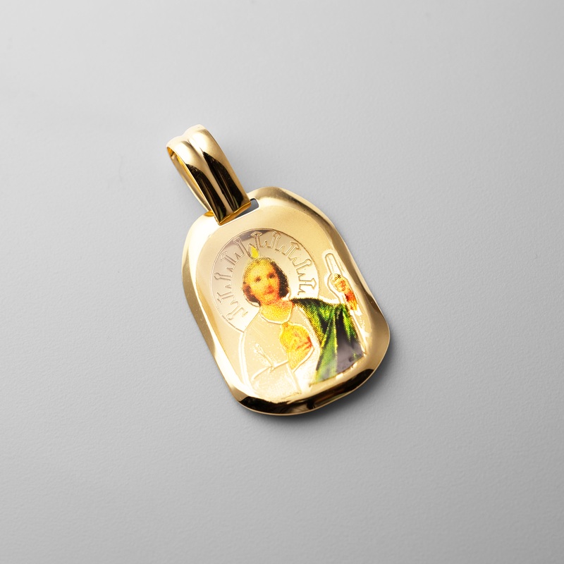 Gold St. Jude Enamel Plate Pendant – Model 0166