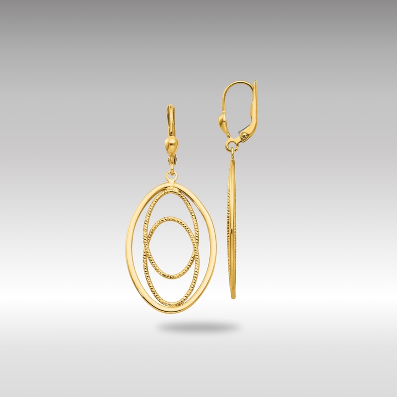 Gold Textured and Polished Dangle Leverback Earrings – Model TH875
