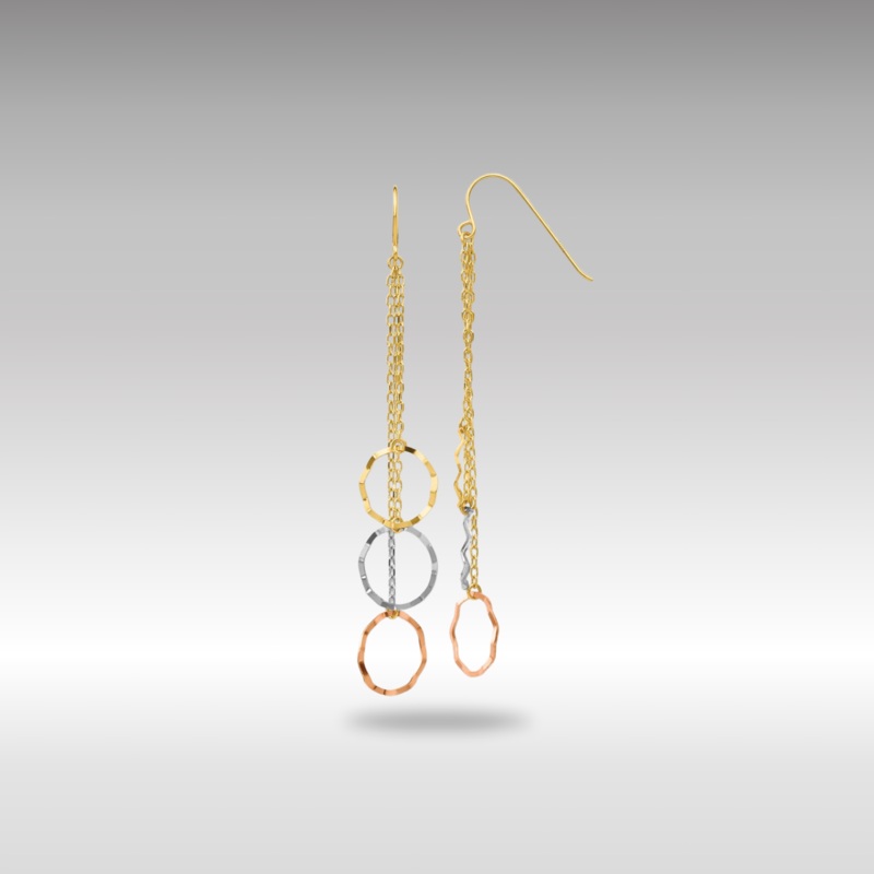 Gold Tri-Color Faceted Circle Earrings Model-TH569