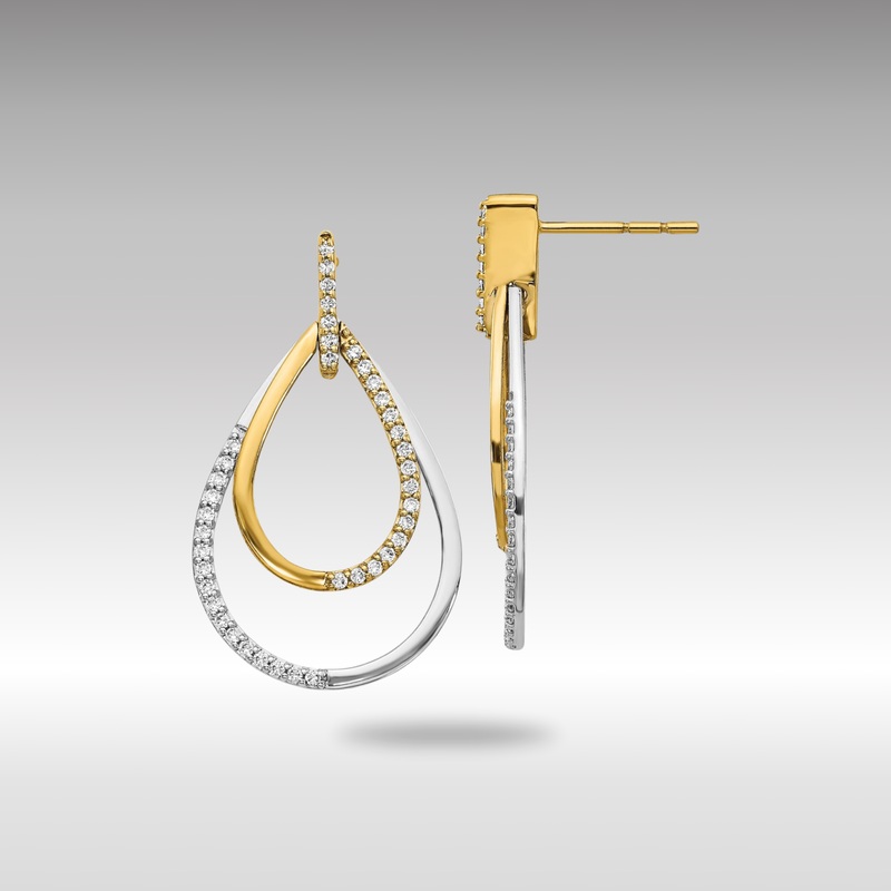 Gold Two-tone Diamond Teardrop Earrings – Model EM3824-050-YWA