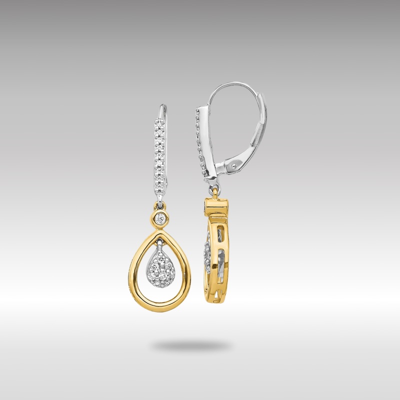 Gold Two-tone Oval Cluster Diamond Leverback Earrings – Model EM5569-025-WYA