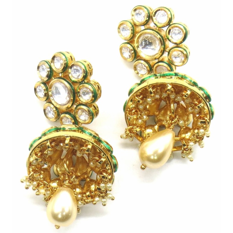 Jewelshingar Jewellery Gold Plating Clear Colour Earrings For Women ( 48908-acj )