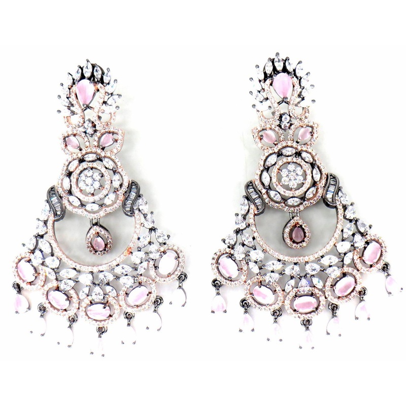 Jewelshingar Jewellery Victorian Plated Diamond Earrings For Women ( 62524EAD )