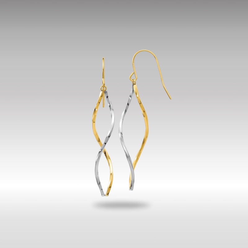 Yellow and White Gold Twist Dangle Earrings Model-YE1511