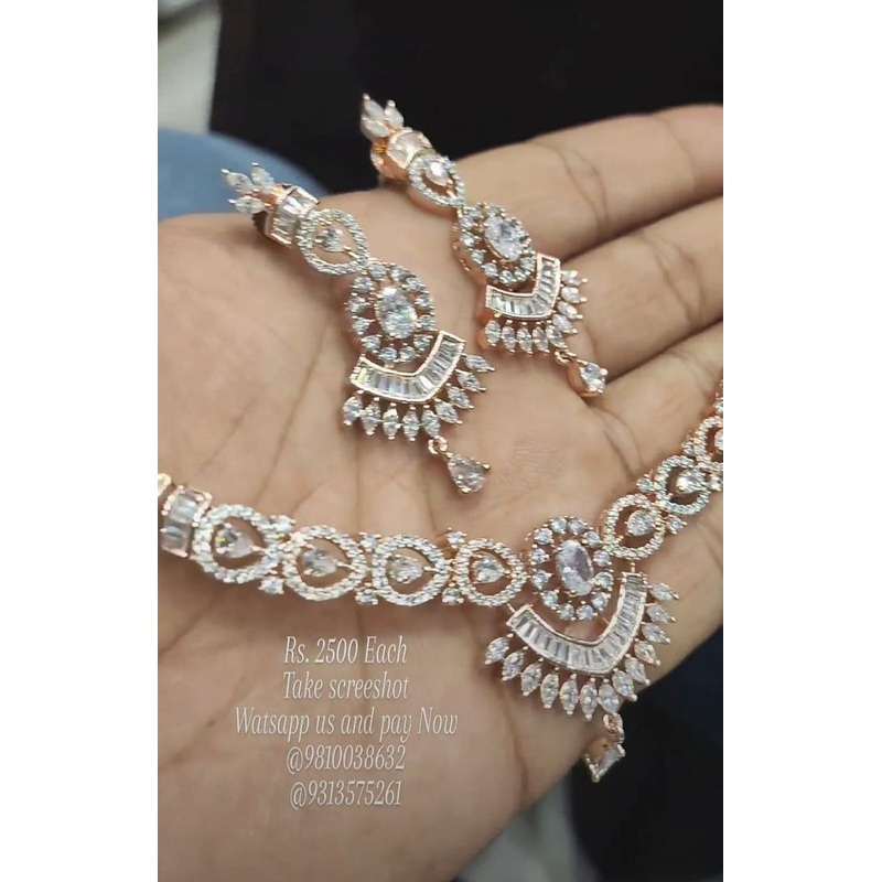 Zircon Necklace In Clear Colour And Rose Gold Plating By  NKWA0180