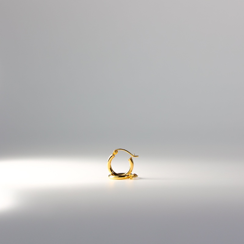 Gold 2mm Classic Plain Hoop Earrings (12mm) – Model 143