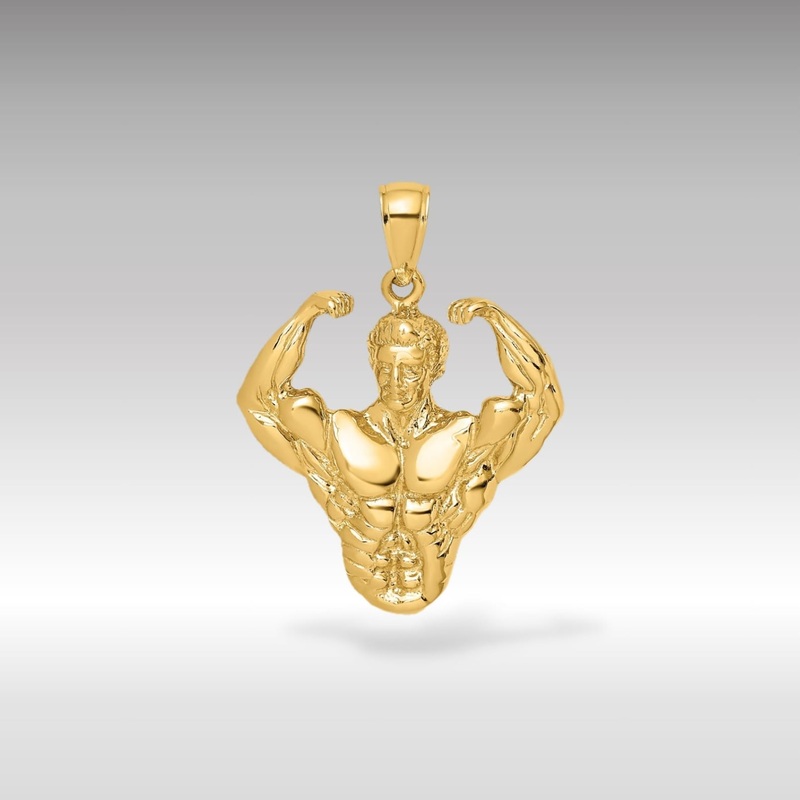 Gold 3D Bodybuilder Posing Pendant