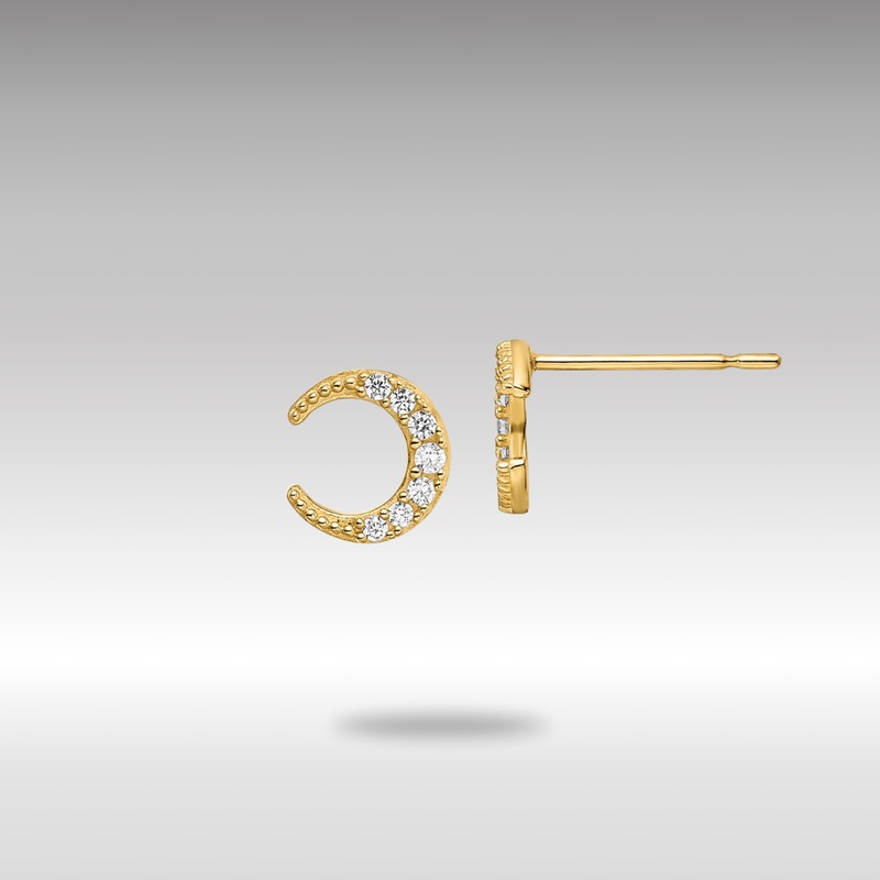 Gold CZ Moon Post Earrings – Model YE2058
