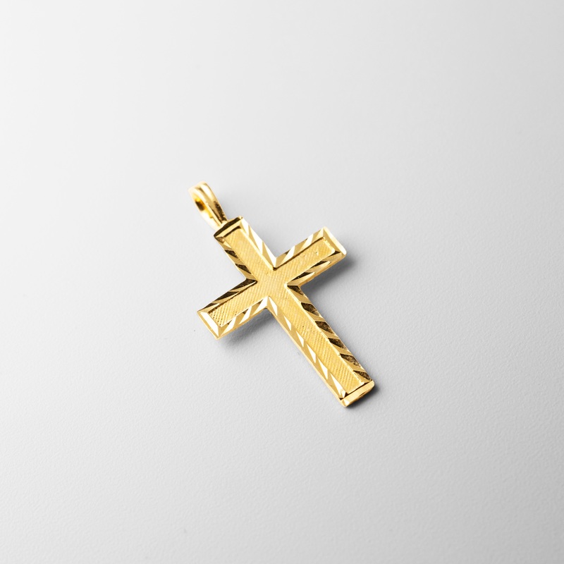 Gold Dainty Diamond Cut Cross Pendant – Model 1043