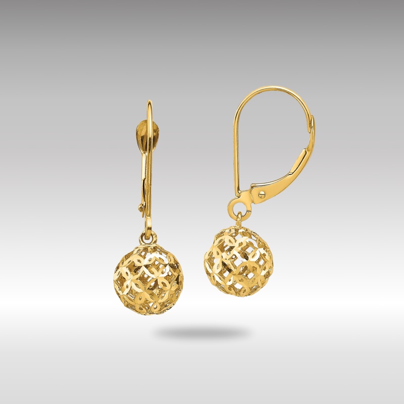 Gold Diamond-cut Bead Dangle Leverback Earrings – Model YE1871
