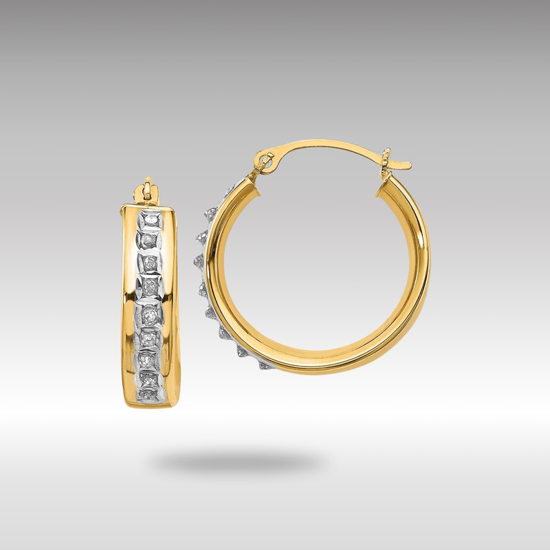 Gold Diamond Fascination Round Hoop Earrings – Model DF143