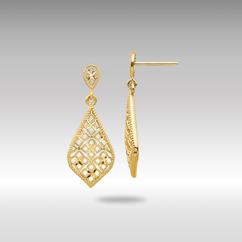Gold Fancy Dangle Post Earrings – Model YE1861