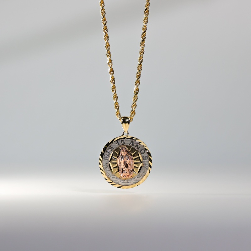 Gold Large 15 Anos Virgin Mary Pendant – Model 1897