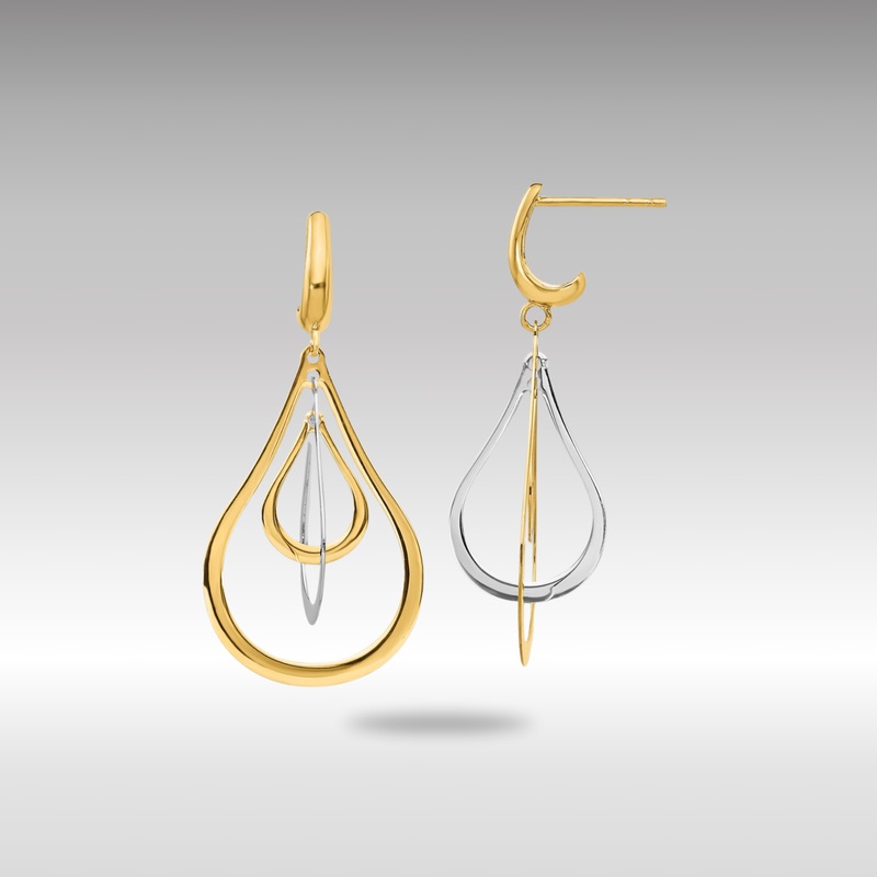 Gold Leslie’s 14K Two-tone Polished Post Dangle Earrings – Model LE1820