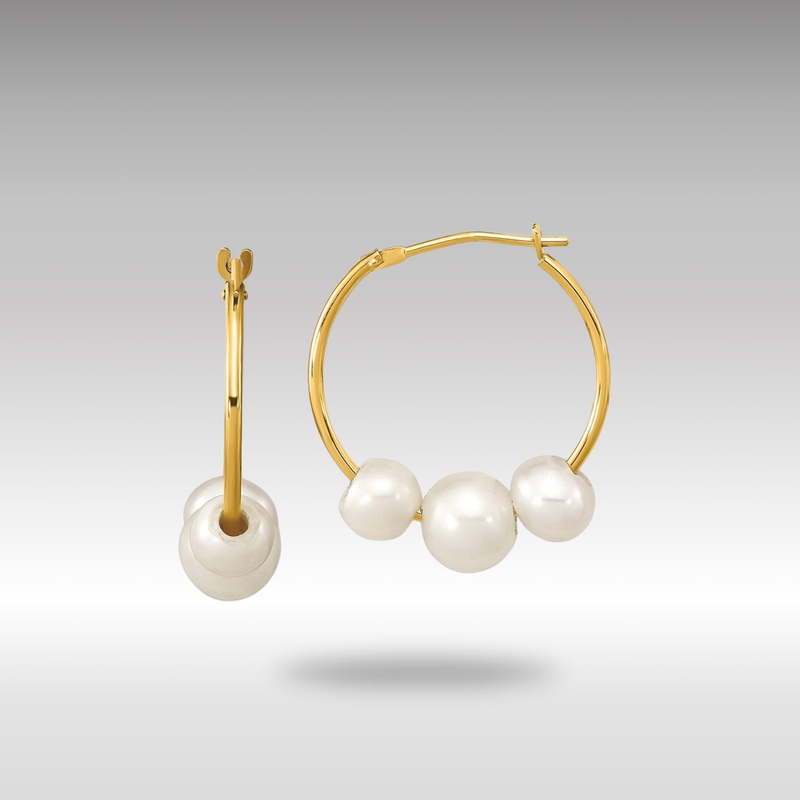 Gold Madi K 5-7mm Round White FWC Pearl Hoop Earrings – Model SE3046
