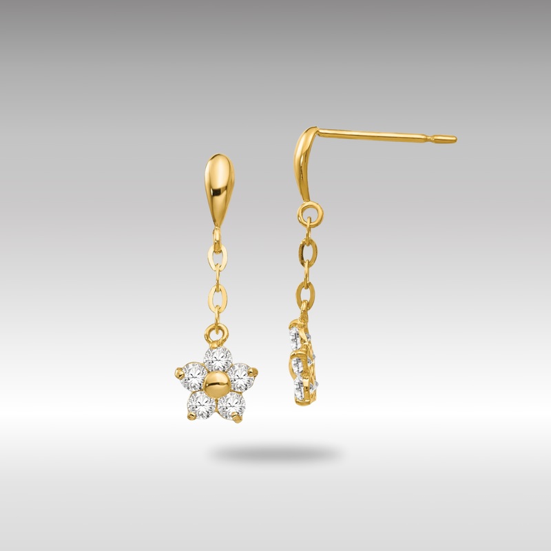 Gold Madi K CZ Children’s Flower Dangle Post Earrings – Model GK770