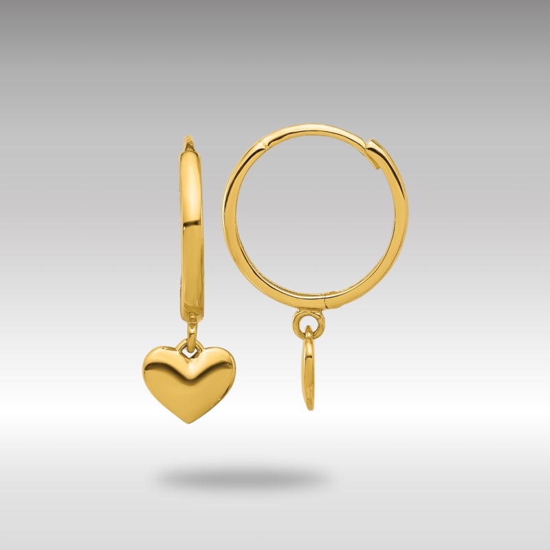 Gold Madi K Polished Heart Dangle Huggie Hoop Earrings Model-SE3055
