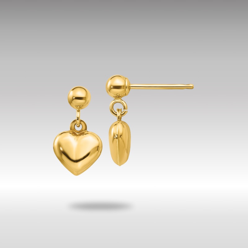 Gold Madi K Puffed Heart Post Dangle Earrings Model-GK511