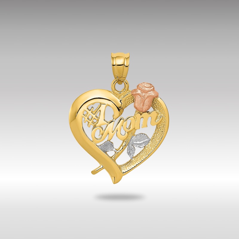 Gold Number 1 Mom Heart Charm – Model D639