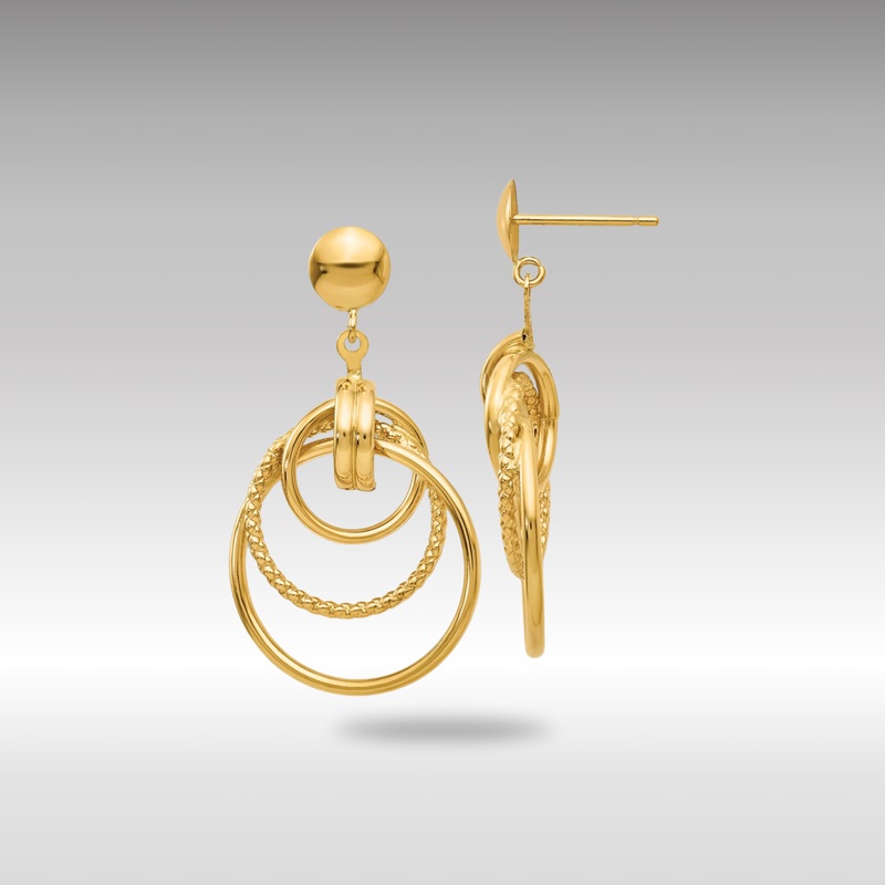 Gold Polished and Textured Intertwined Circle Post Earrings – Model E776