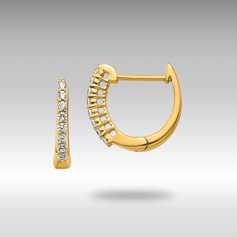 Gold Polished Diamond Hinged Hoop Earrings – Model EM5407-016-YA