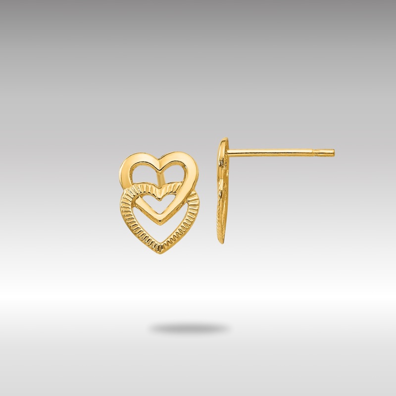 Gold Polished Double Heart Post Earrings – Model YE1649