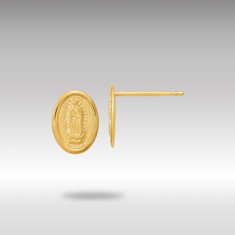 Gold Polished Our Lady of Guadalupe Post Earrings Model-YE1827