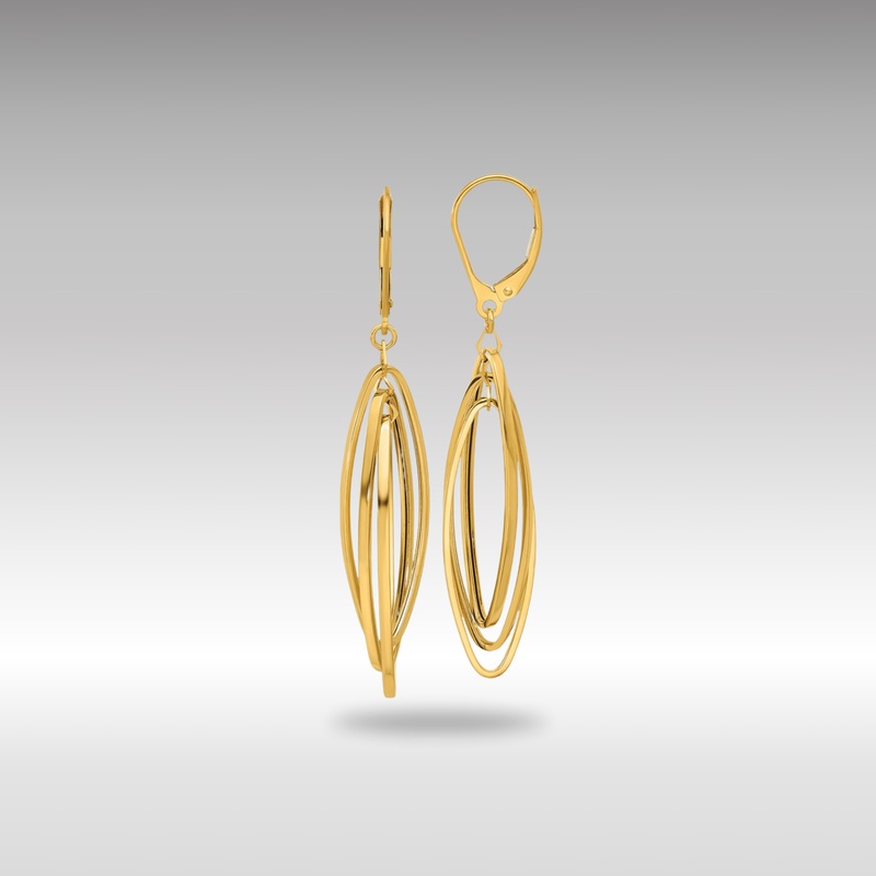 Gold Polished Oval Twisted Dangle Leverback Earrings – Model TF2324