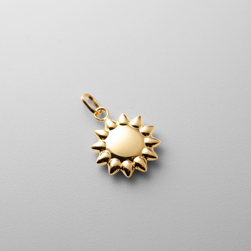 Gold Polished Puffed Sun Pendant