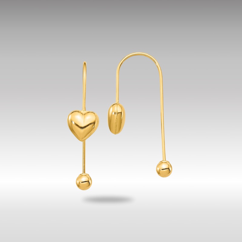 Gold Puffed Heart with Screw End Threader Earrings – Model YE1894