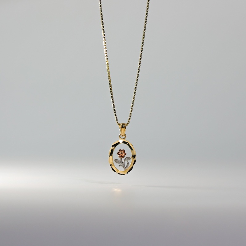 Gold Rose Flower Oval Pendant – Model 400