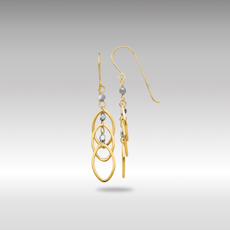 Gold Two-tone Oval Beaded Dangle Earrings – Model TL471