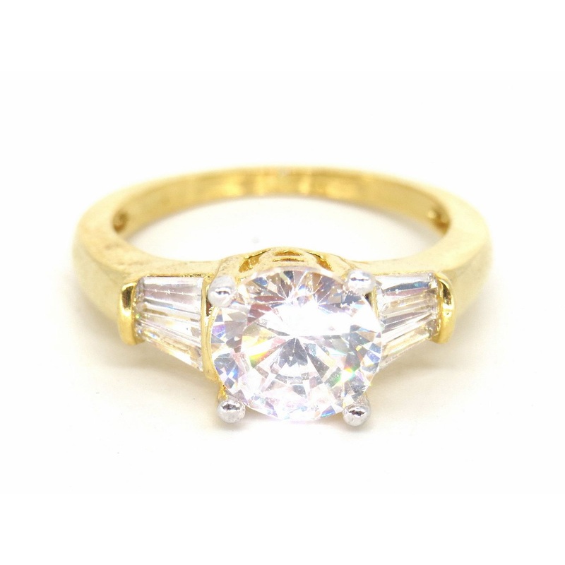 Jewelshingar Jewellery American Diamond Clear Colour Size 10 Gold Plated Ring For Girls ( 58785RIN )
