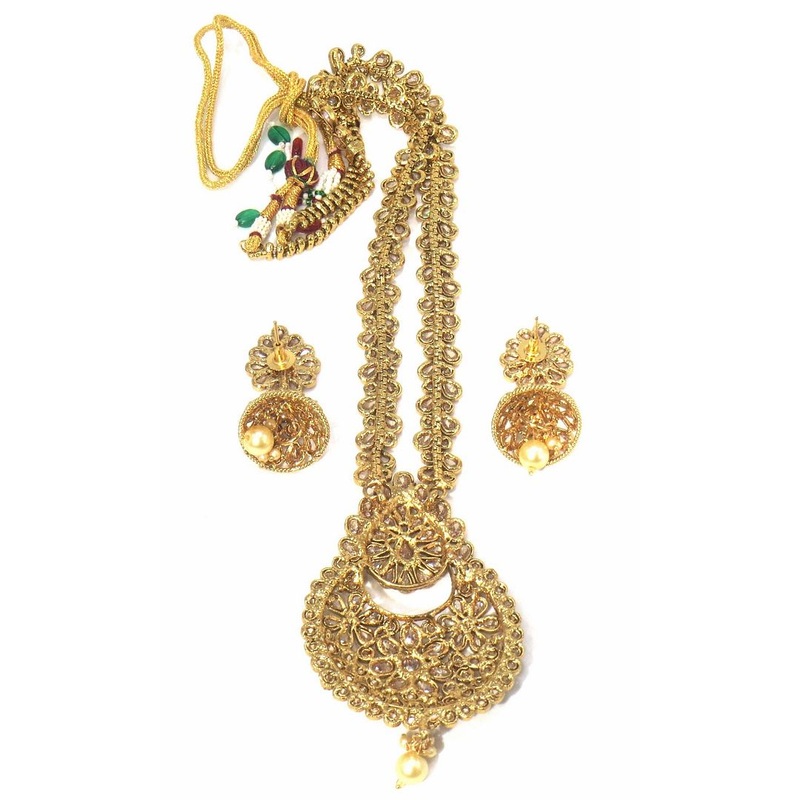 Jewelshingar Jewellery Fine Antique Polki Kundan Antique Plated Brown Colour Necklace For Women ( 60651ASL )