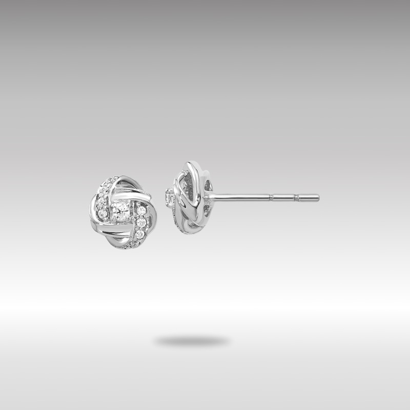 White Gold Diamond Knot Post Earrings – Model EM5508-013-WA