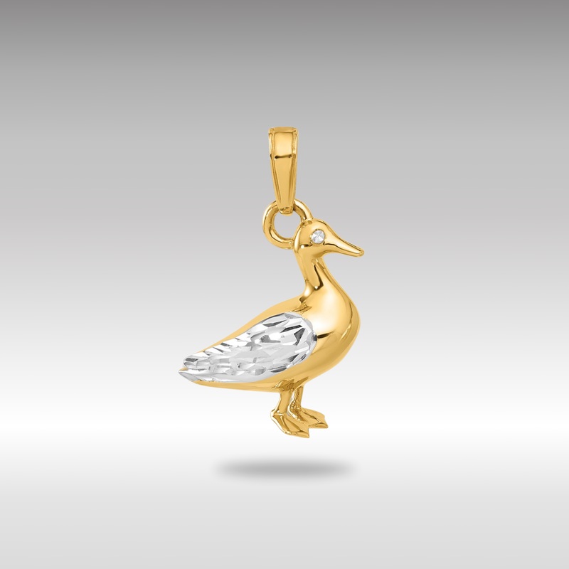 Yellow and White Gold 3D Duck Pendant – Model C4901