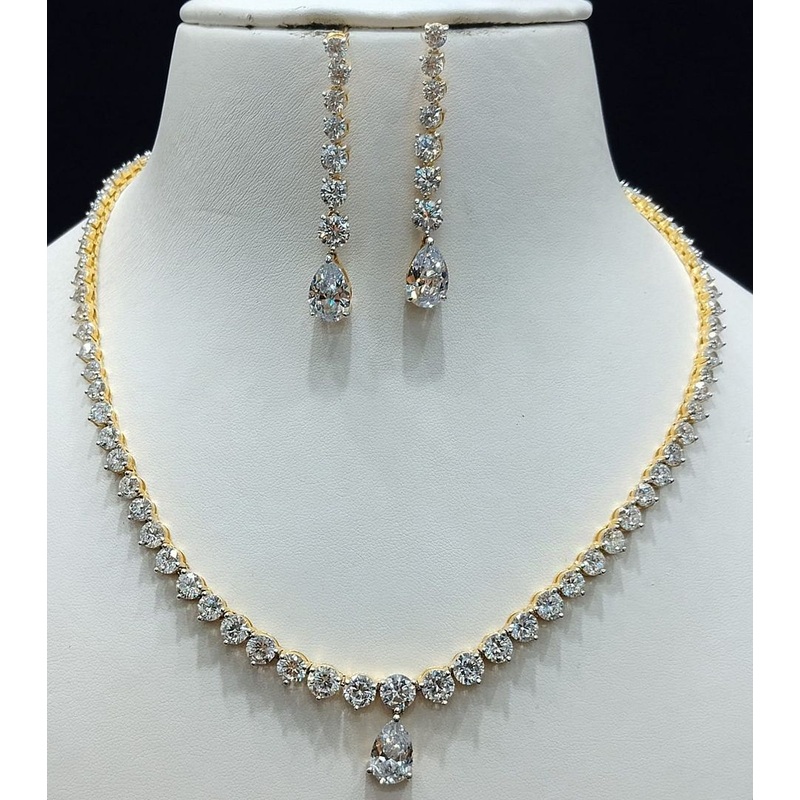 Zircon Necklace By  Colour Clear, Plating Gold CSNA4404