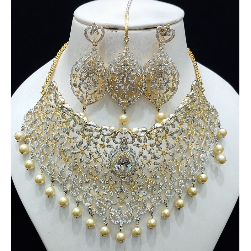 Zircon Necklace By  Colour Clear, Plating Gold CSNA4424