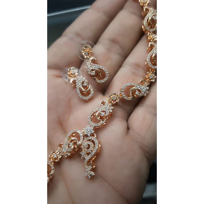 Zircon Necklace In Clear Colour And Gold Plating By  NKWA0152