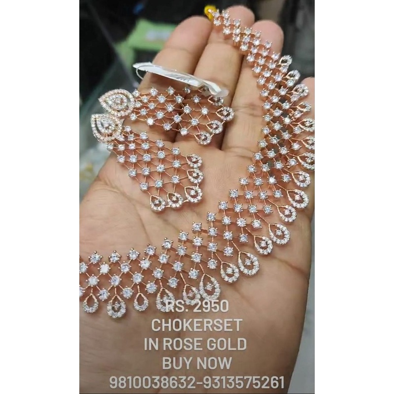 Zircon Necklace In Clear Colour And Two Tone Plating By  NKWA0205