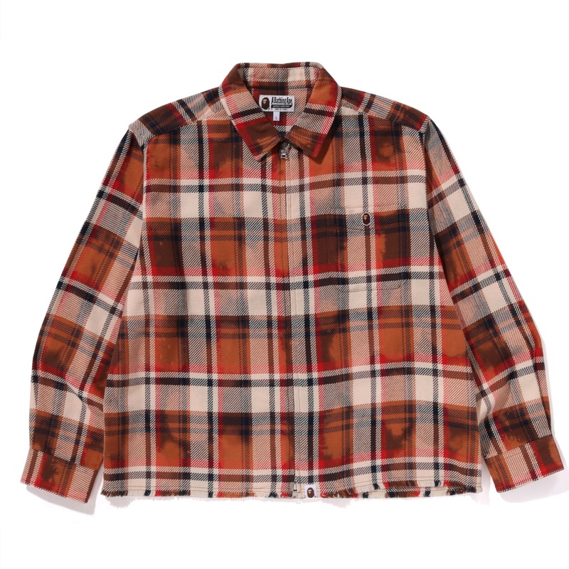 BLEACHED BAPE CHECK ZIP SHIRT MENS