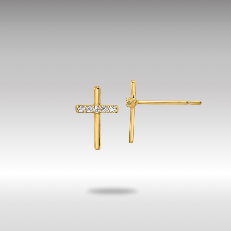 Gold CZ Cross Post Earrings – Model YE2122