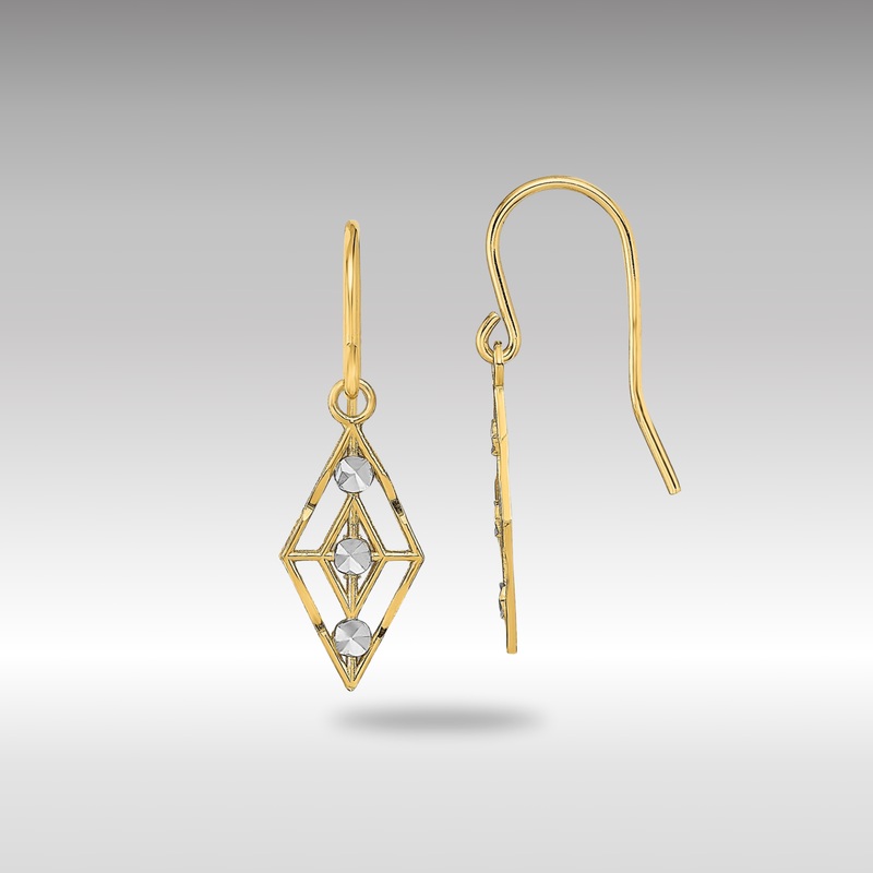 Gold Diamond-cut Small Diamond Shape Wire Earrings – Model TF1897