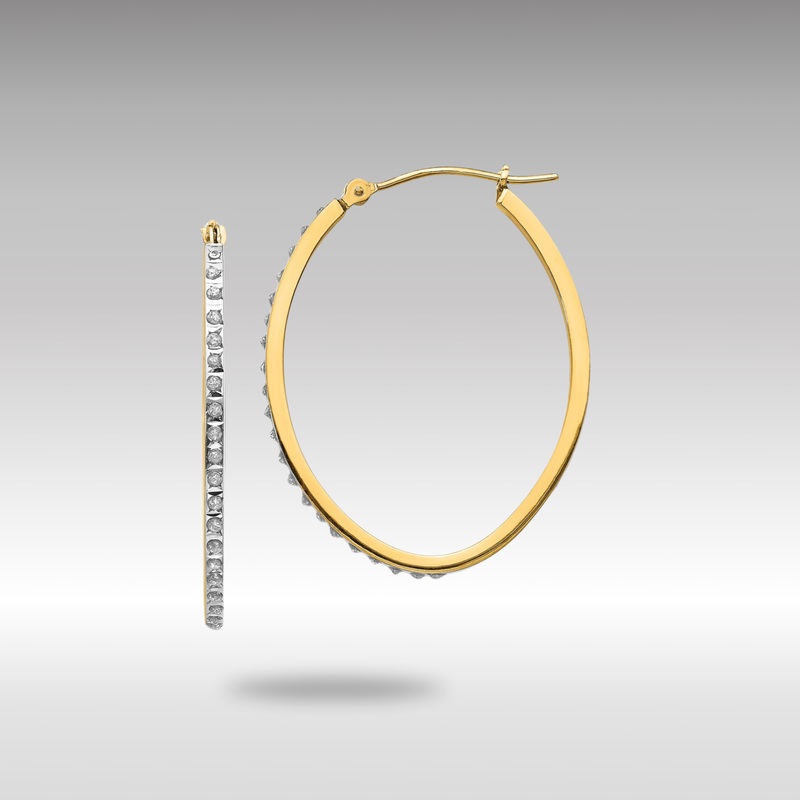 Gold Diamond Fascination Oval Hinged Hoop Earrings – Model DF110