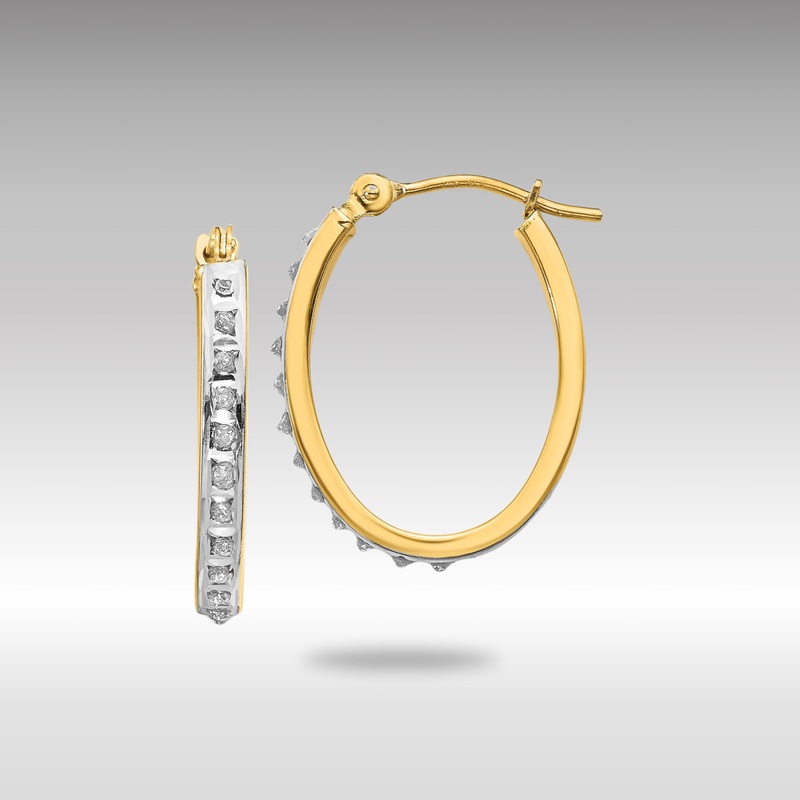 Gold Diamond Fascination Oval Hinged Hoop Earrings – Model DF234