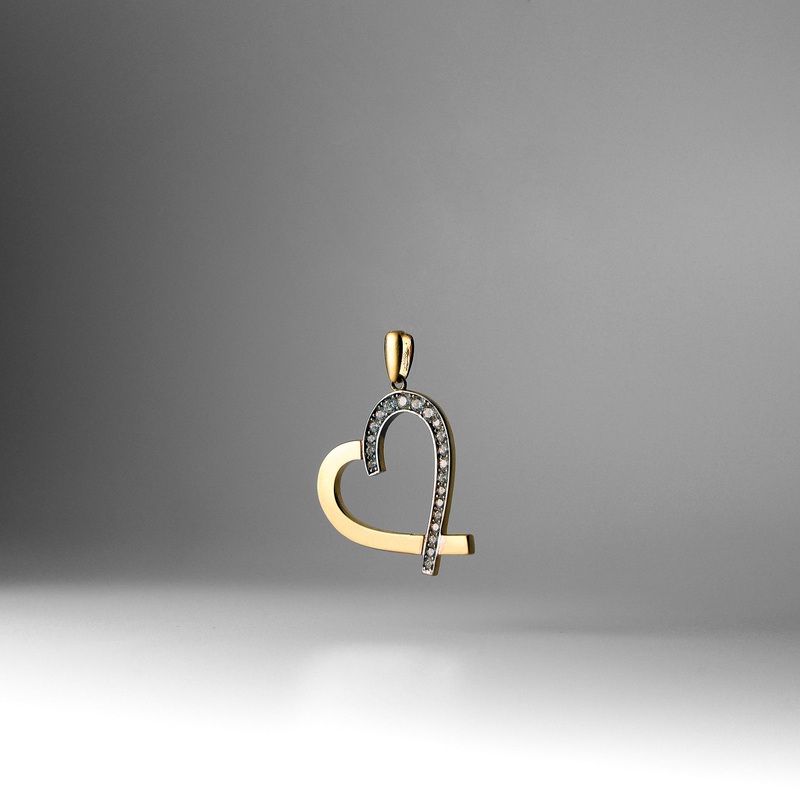 Gold Heart Pendant With Cubic Zirconia – Model 1770