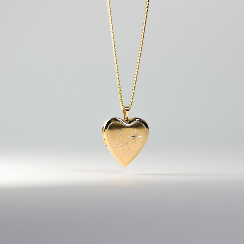 Gold “I Love You” Engraved Heart Locket Pendant – Model 2029