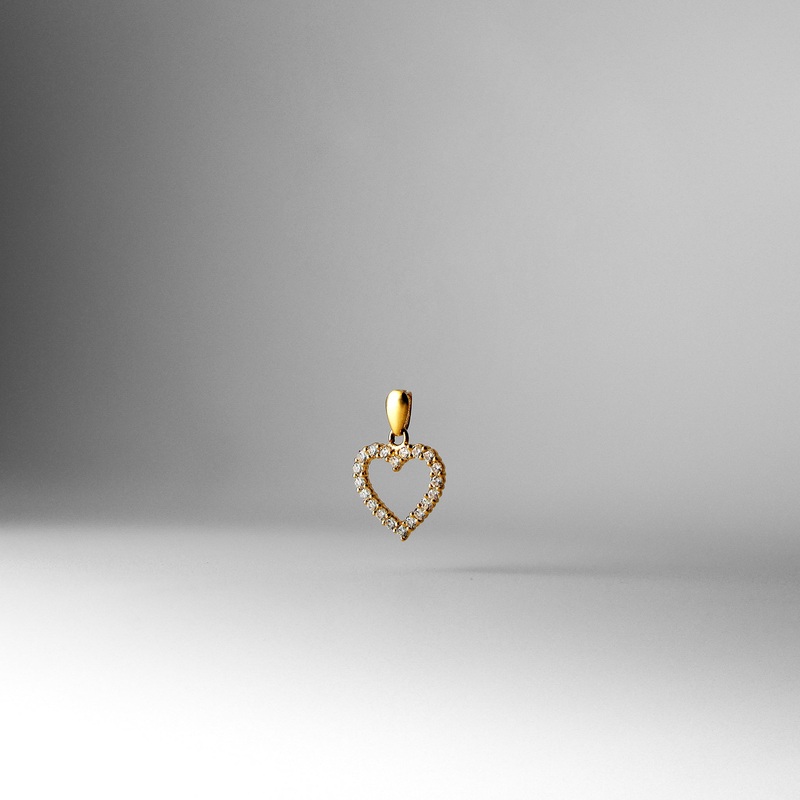 Gold Open Heart CZ Pendant – Model 585