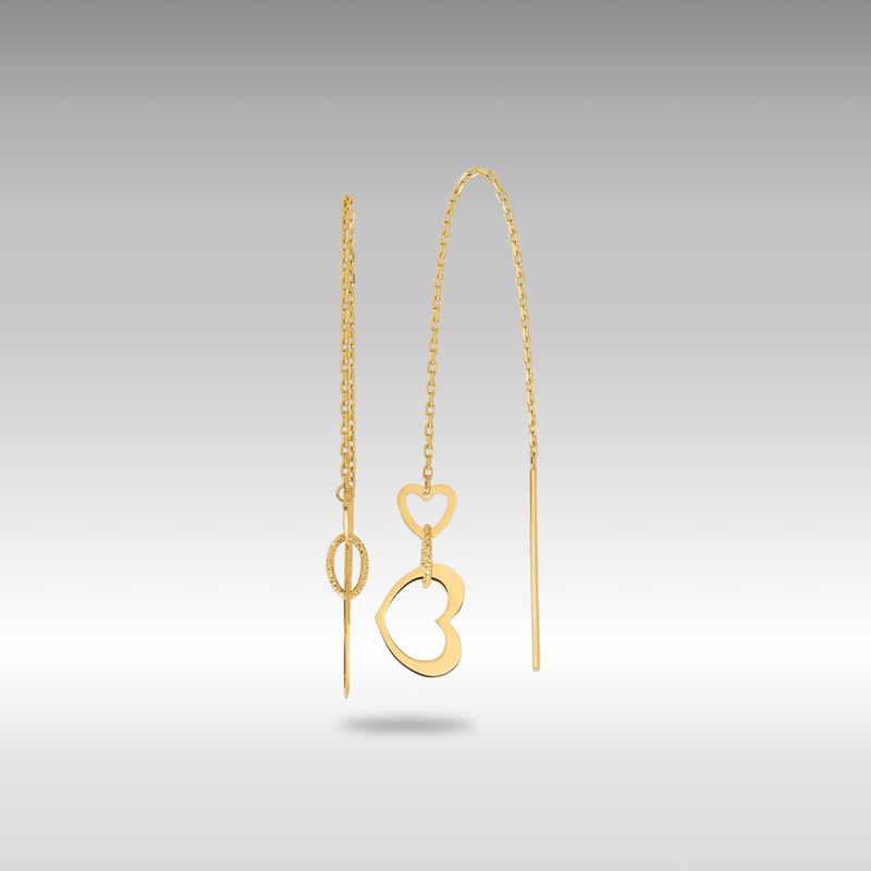Gold Polished Hearts Dangle Threader Earrings – Model TF2320
